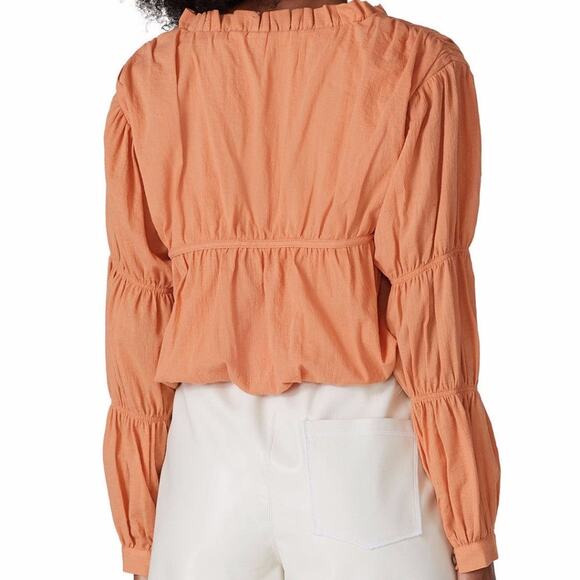 Love, Whit by Whitney Port button front Peasant top orange - L - Picture 2 of 12